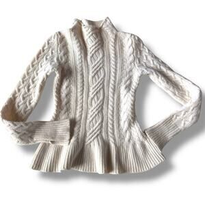 Banana republic sweater heritage cashmere knit wool fisherman cable cream XS
